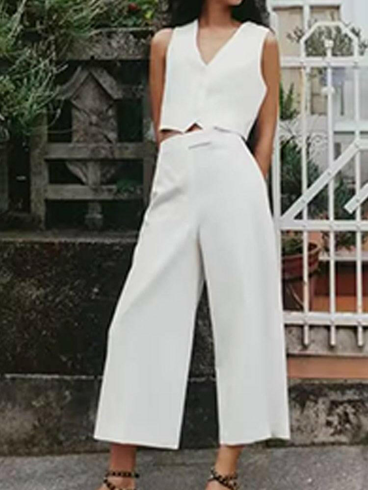 Summer 2 Piece Vest and Wide Leg Pants 