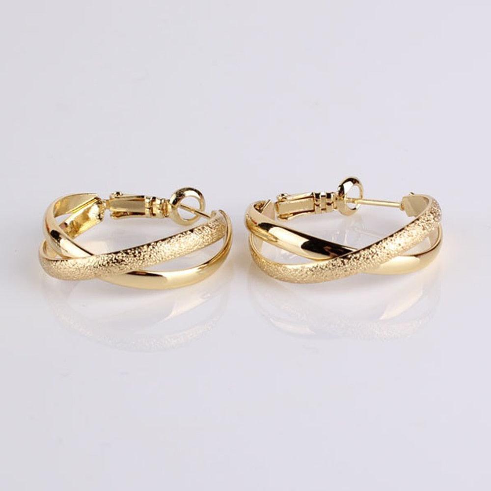 925 Sterling Silver Gold Matte Earrings 