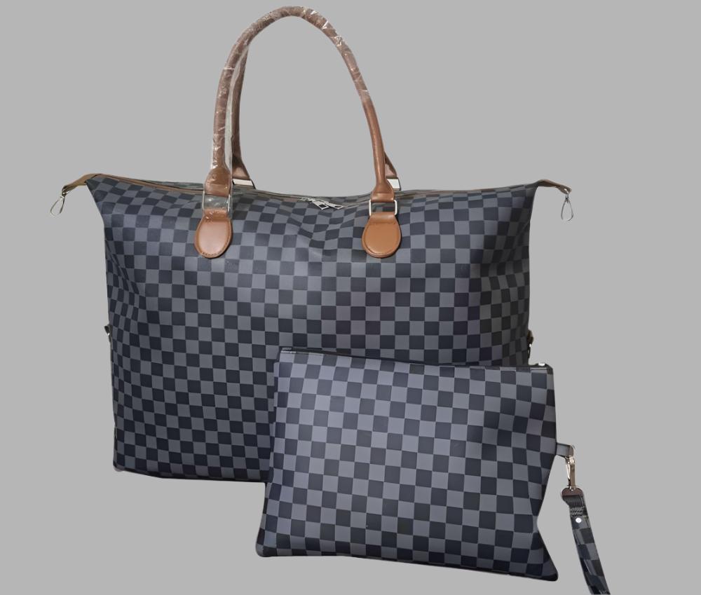 Checkered Two-Piece Tote Bag Set 