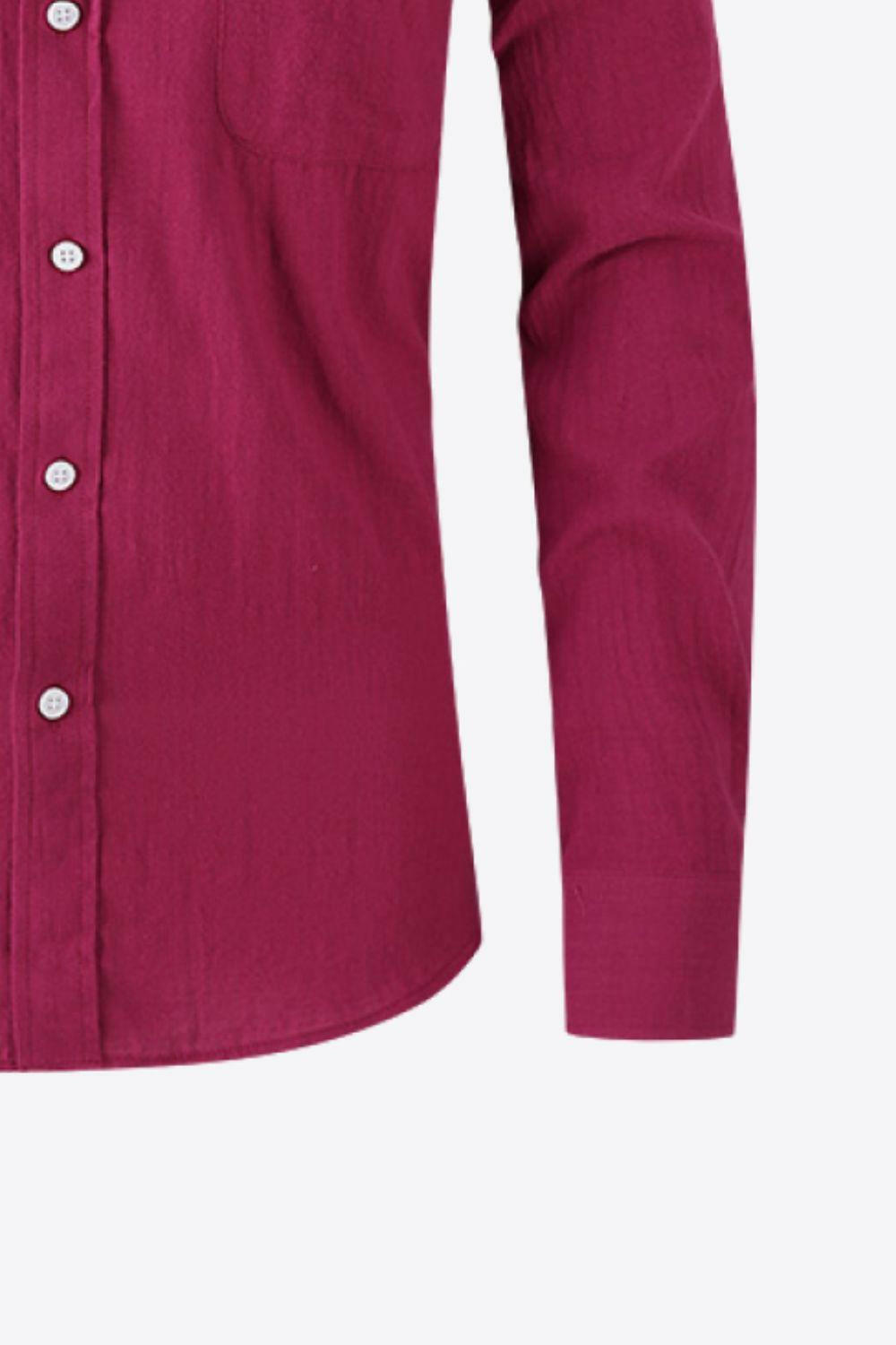 Buttoned Long-Sleeve Collared Shirt 