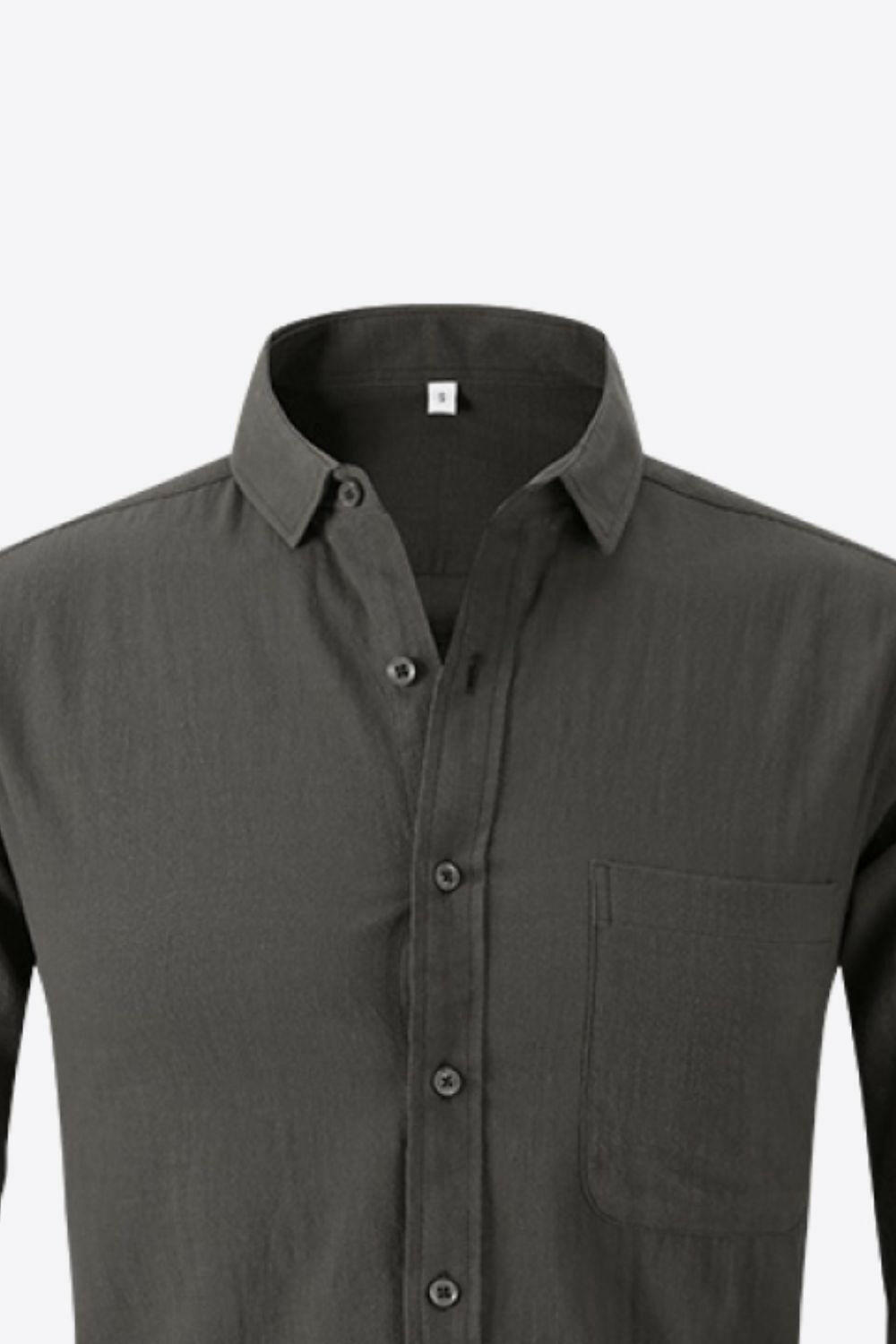 Buttoned Long-Sleeve Collared Shirt 