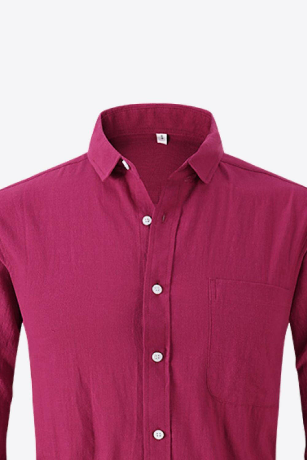 Buttoned Long-Sleeve Collared Shirt 