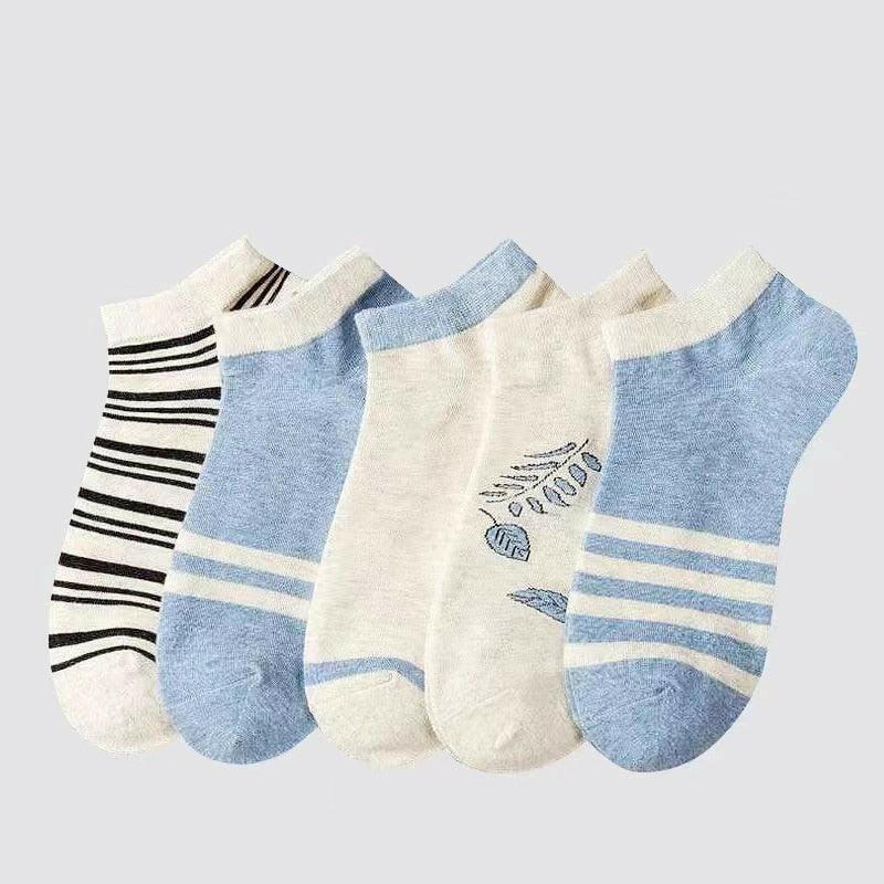 5 Pairs Polyester Cotton Breathable Short Socks 