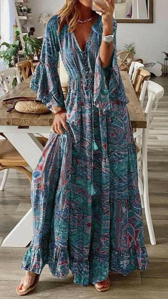 Women's Boho Floral Print Dress