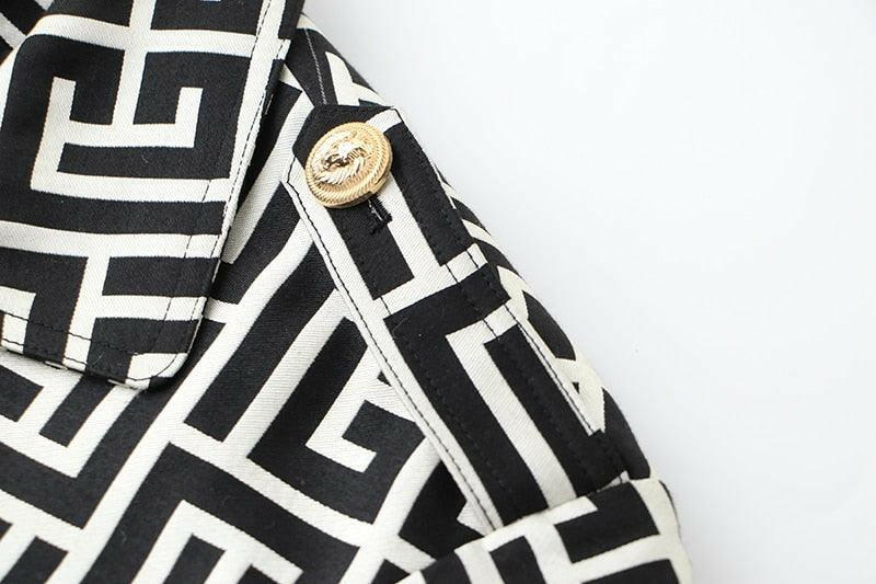 Geometric Pattern Long Trench Coat | On sale | Cotton