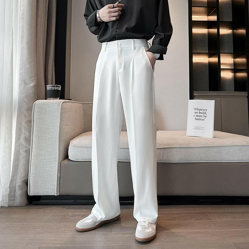 Men's Solid Full Baggy Casual Wide Leg Trousers 