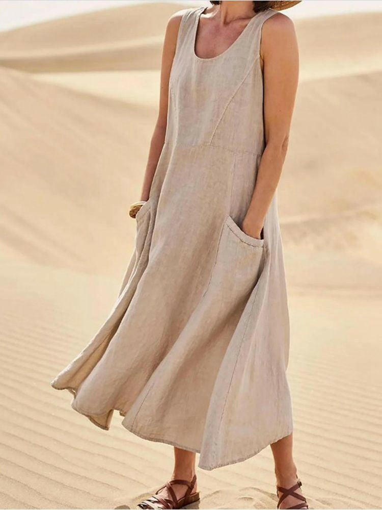 Cotton Linen Sleeveless Sundress 