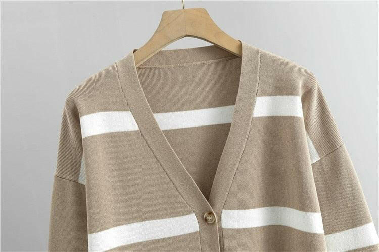 Women’s 3 Piece Striped Sweater Jacket + Pants Set | On sale