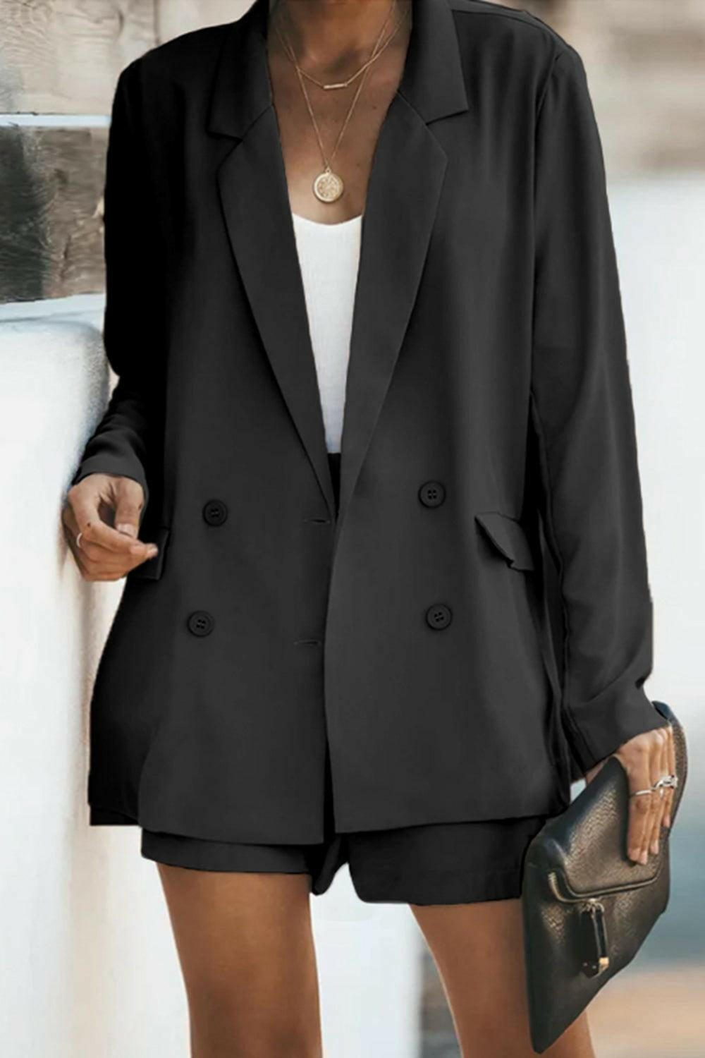 Longline Blazer and Shorts Set with Pockets | On sale | 95%