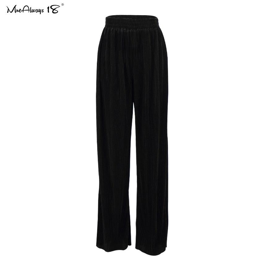 Pleated Wide Leg Womens Pants 