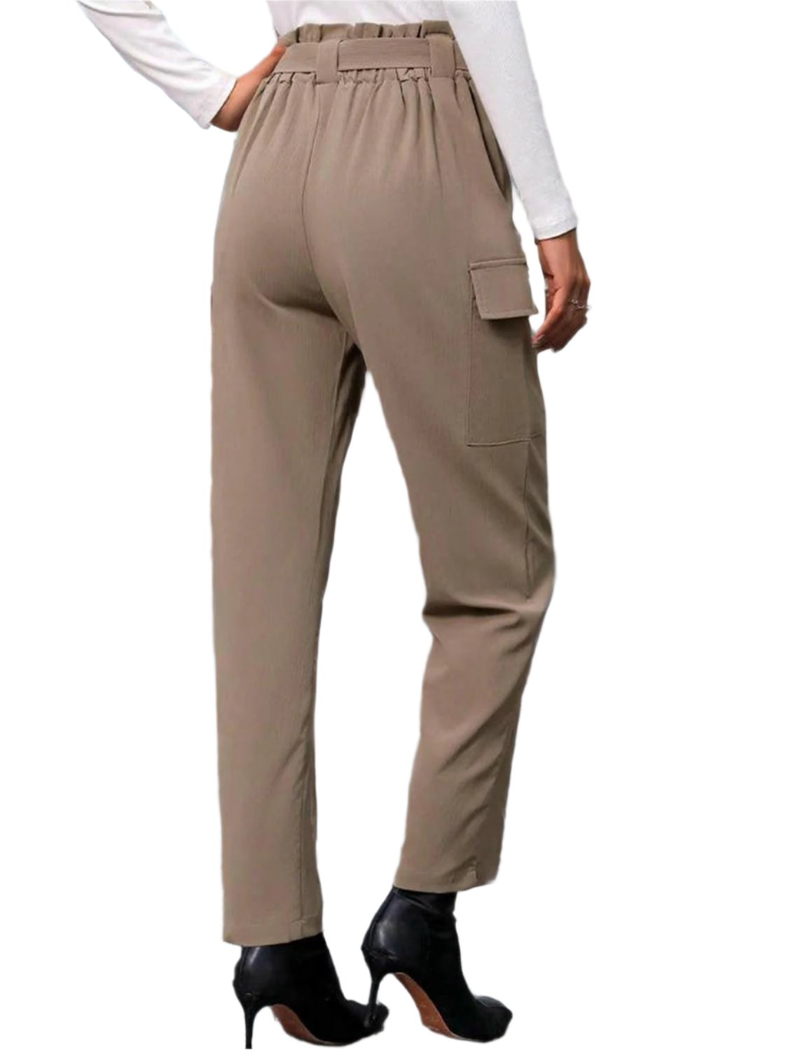 Essential High Waist Straight Pants in Polyester