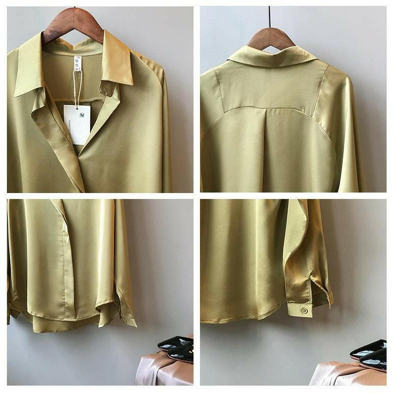 Women’s V Neck Satin Blouse | On sale | Satin