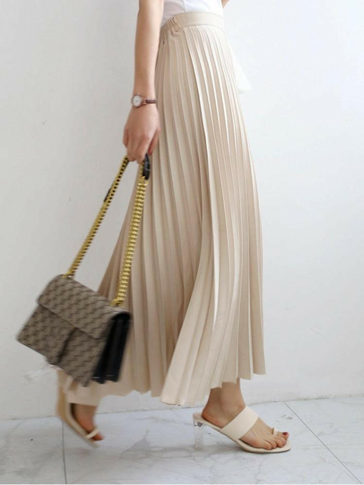 Luxury Pleated High Waist Skirt | On sale | Polyester