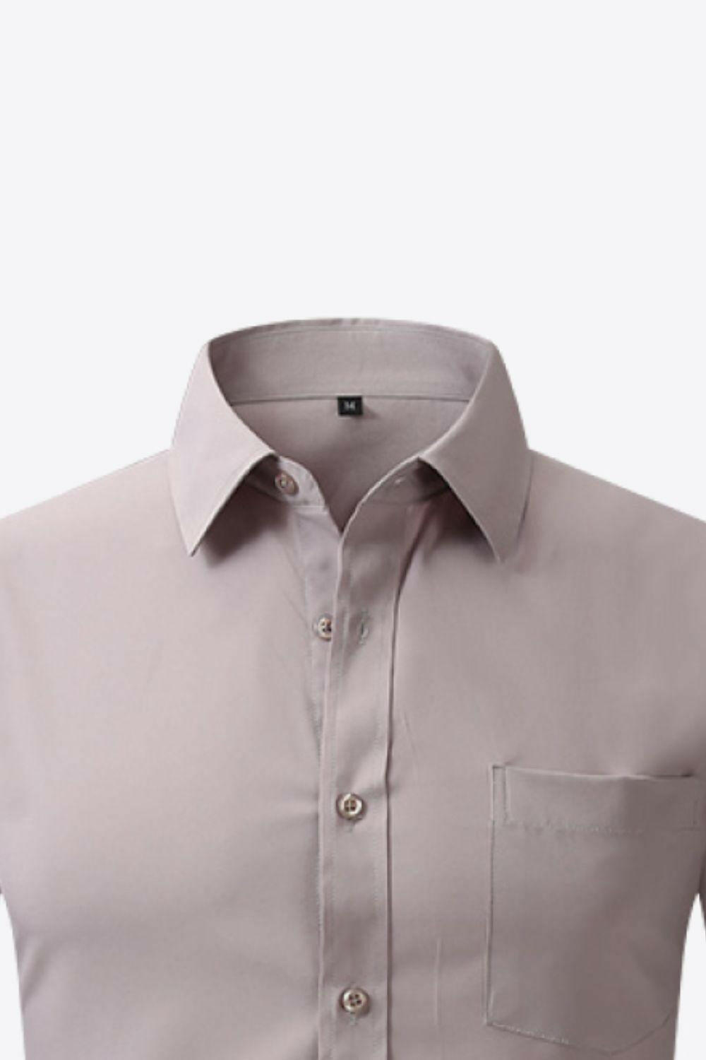 Button-Up Long Sleeve Pocket Collared Shirt 