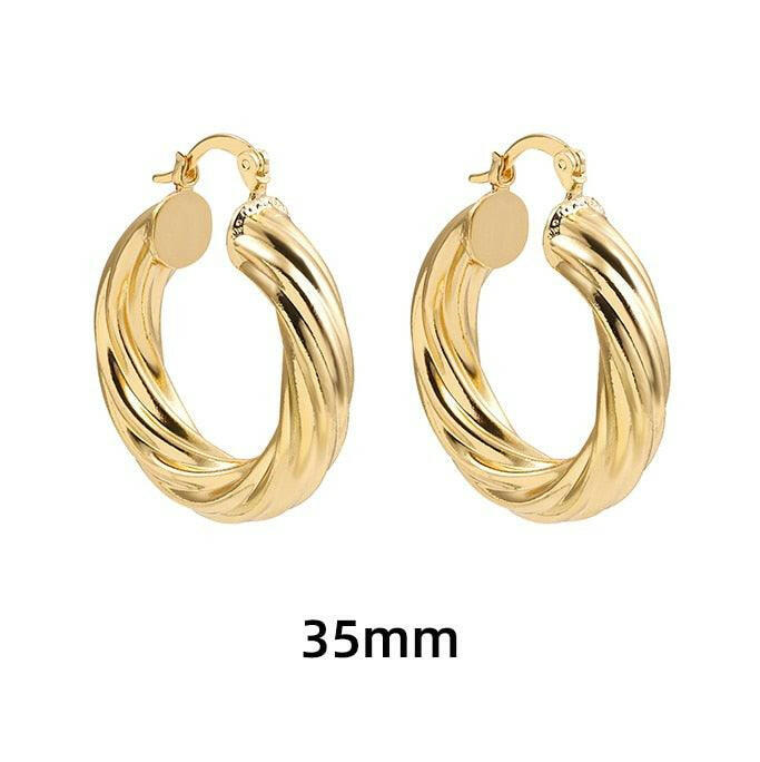 Geometric Twisted Thick Hoop Earrings | On sale |