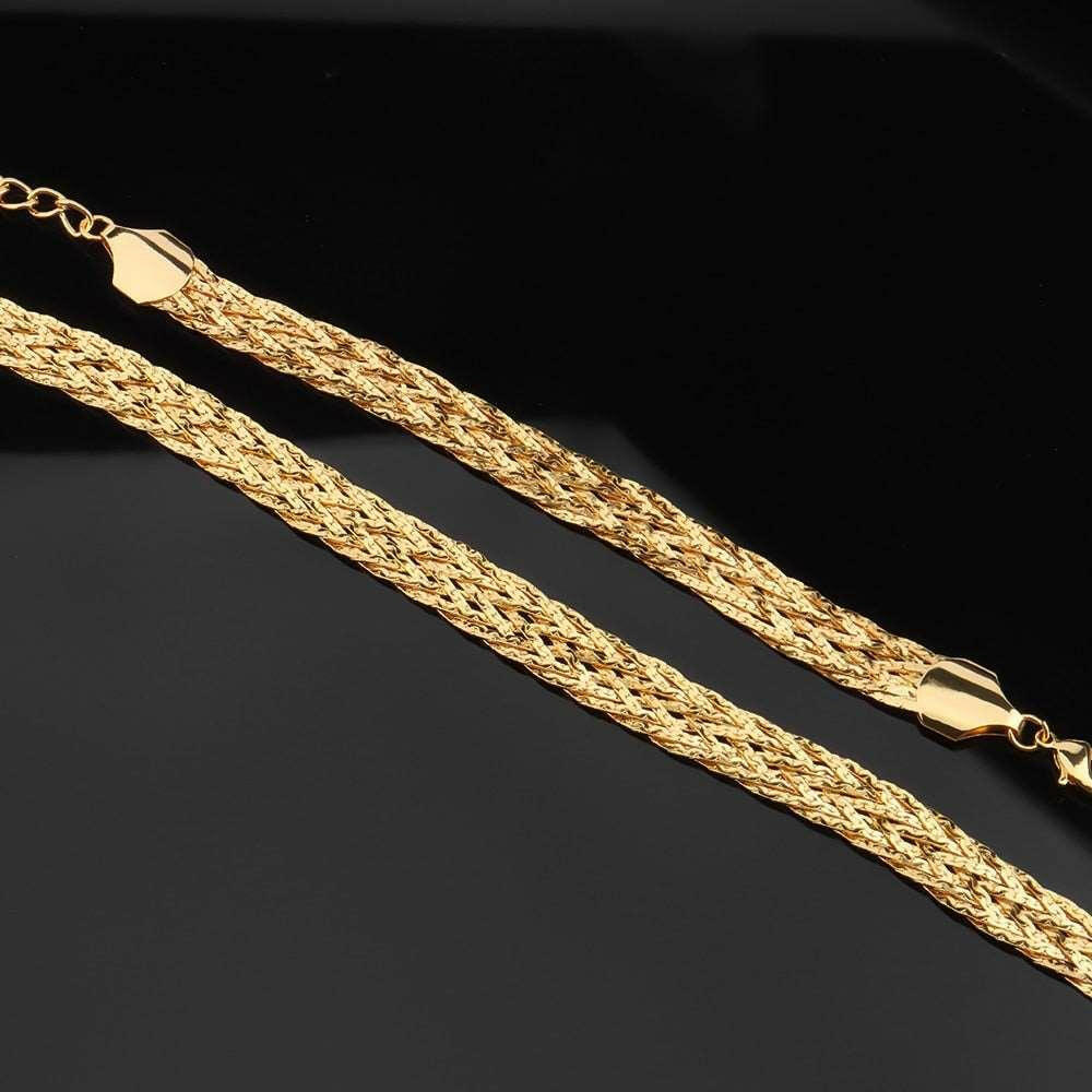 Gold Tres' Bracelet, Necklace and Earrings 