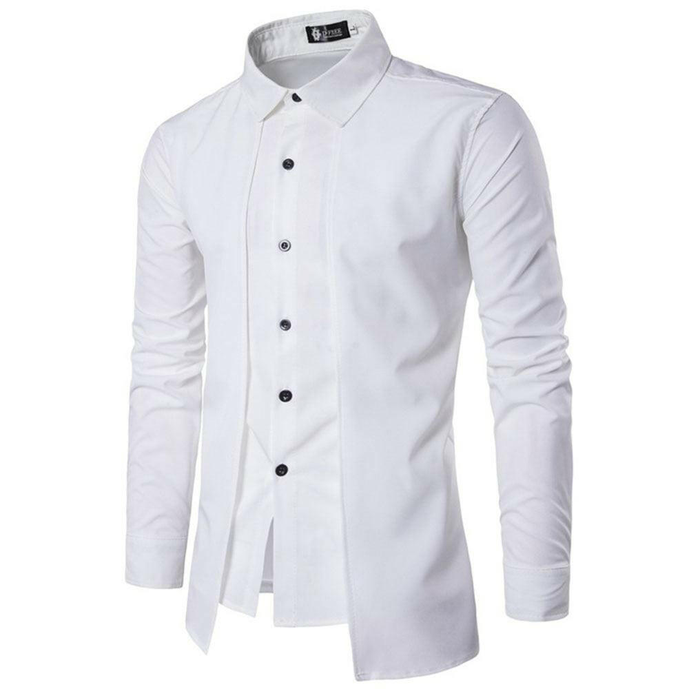 Mens Casual Office Shirts Slim Fit Lapel Dress Shirts Long Sleeve Party Shirts Button Shirts 