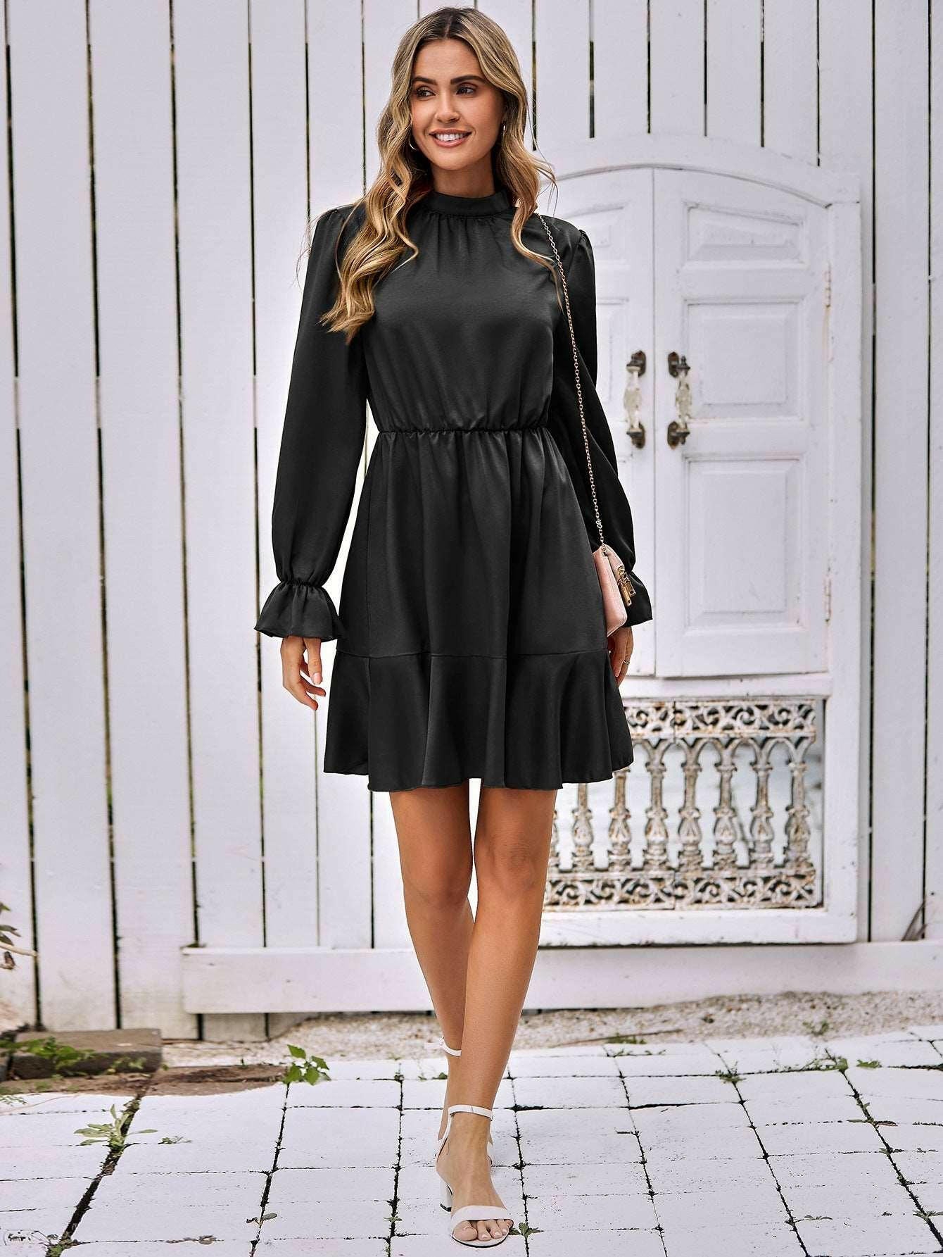 Flare Dress Long Sleeve Mini Dress 