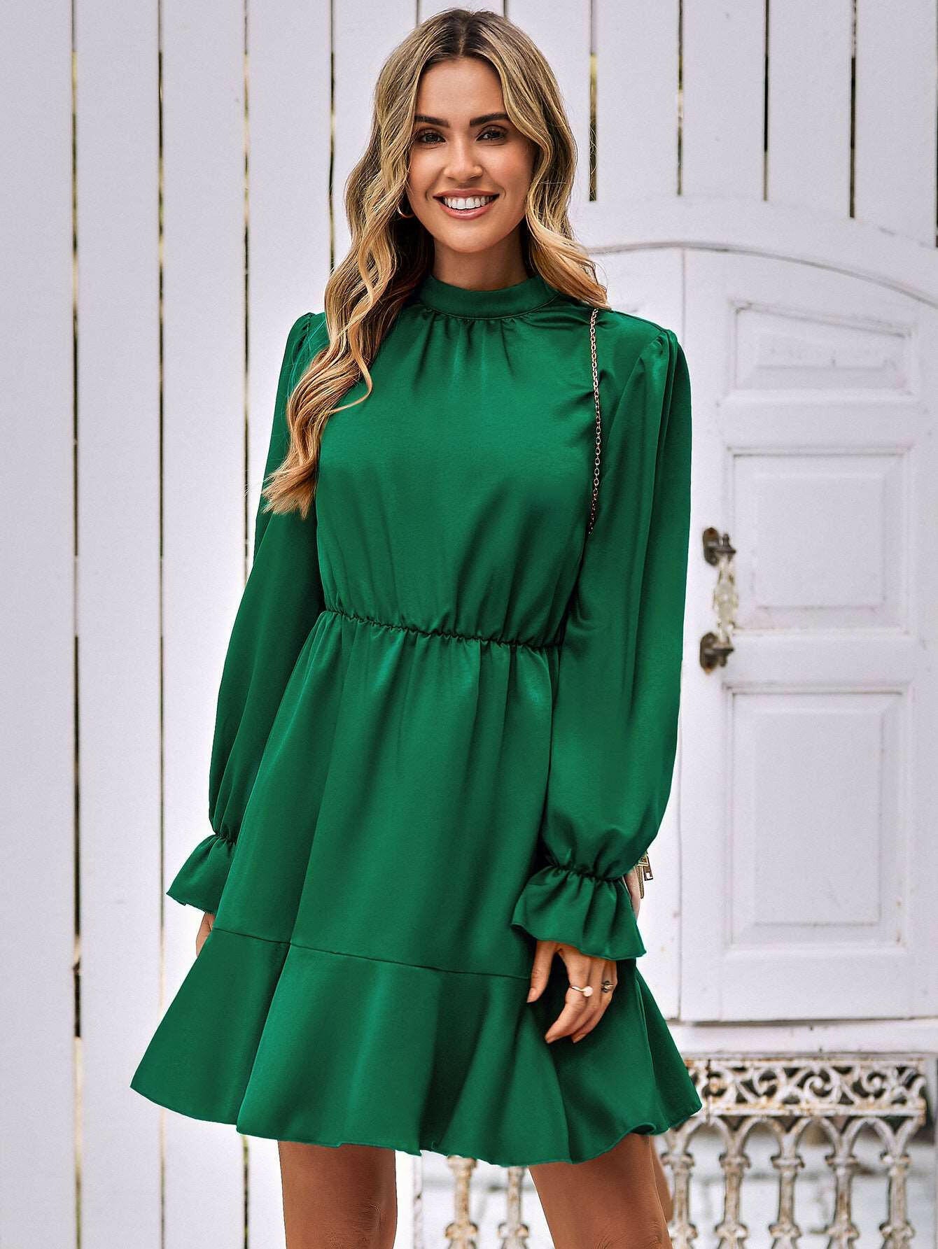 Flare Dress Long Sleeve Mini Dress 