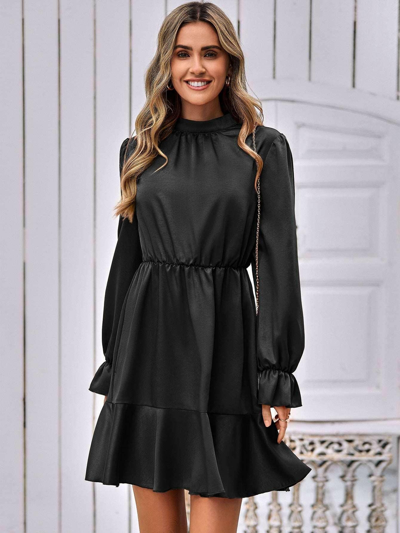 Flare Dress Long Sleeve Mini Dress 